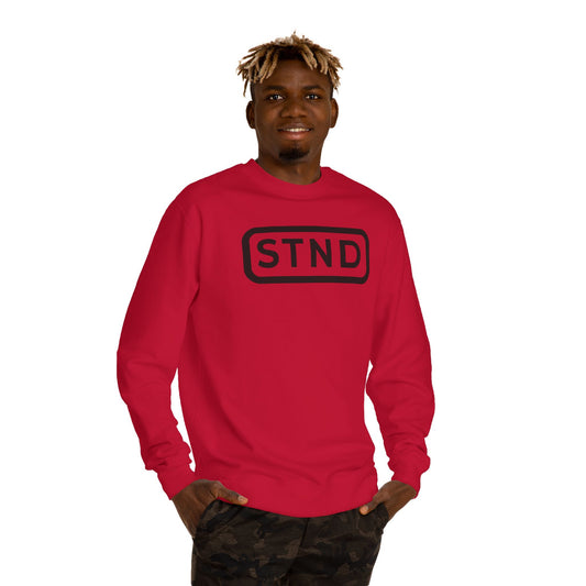 STND Premium Unisex Crewneck Sweatshirt (Red/White) – Strength Through Struggle, Comfortable Everyday Wear, Inspirational Gift for Men & Women