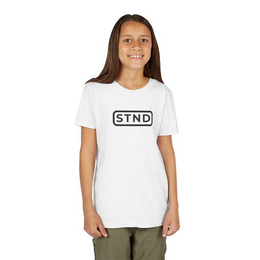 STND Youth Classic Tee | Large Front Logo | Unisex Kids T-Shirt | Black, White, Red, Navy & Pink