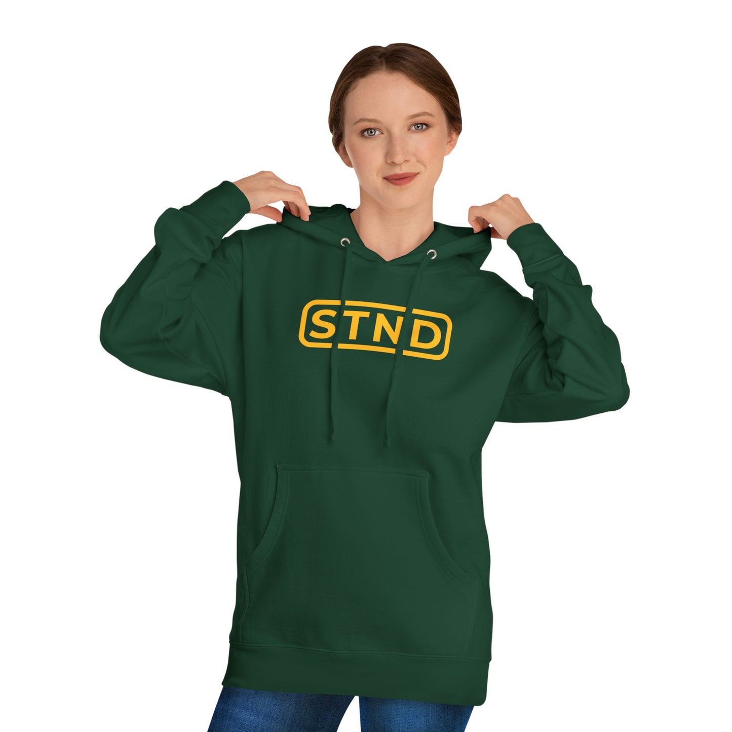STND Essential Logo Hoodie — Midweight Fleece Pullover | Everyday Comfort, Strength Through Struggle