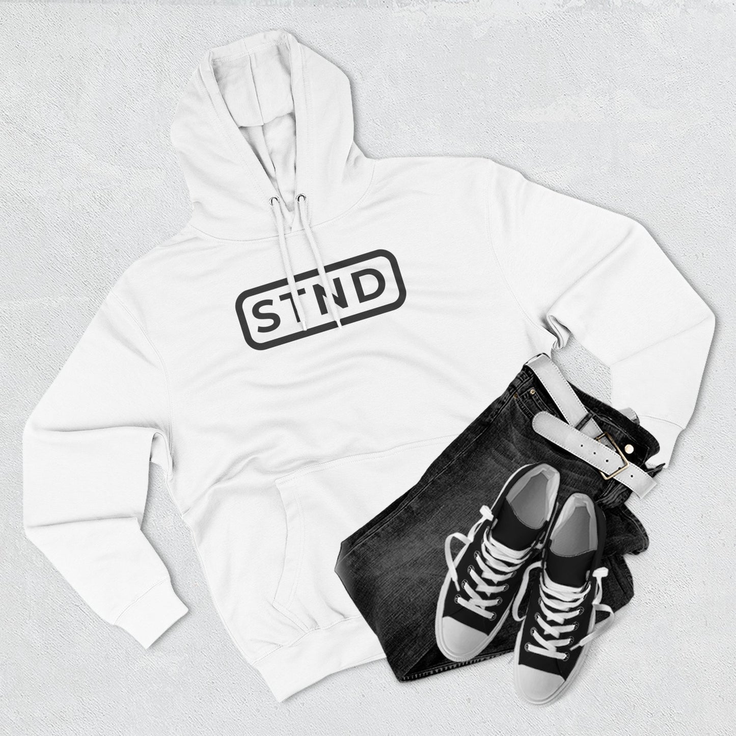 STND (Red/White) Premium Fleece Unisex Hoodie – Comfort, Style, and Strength