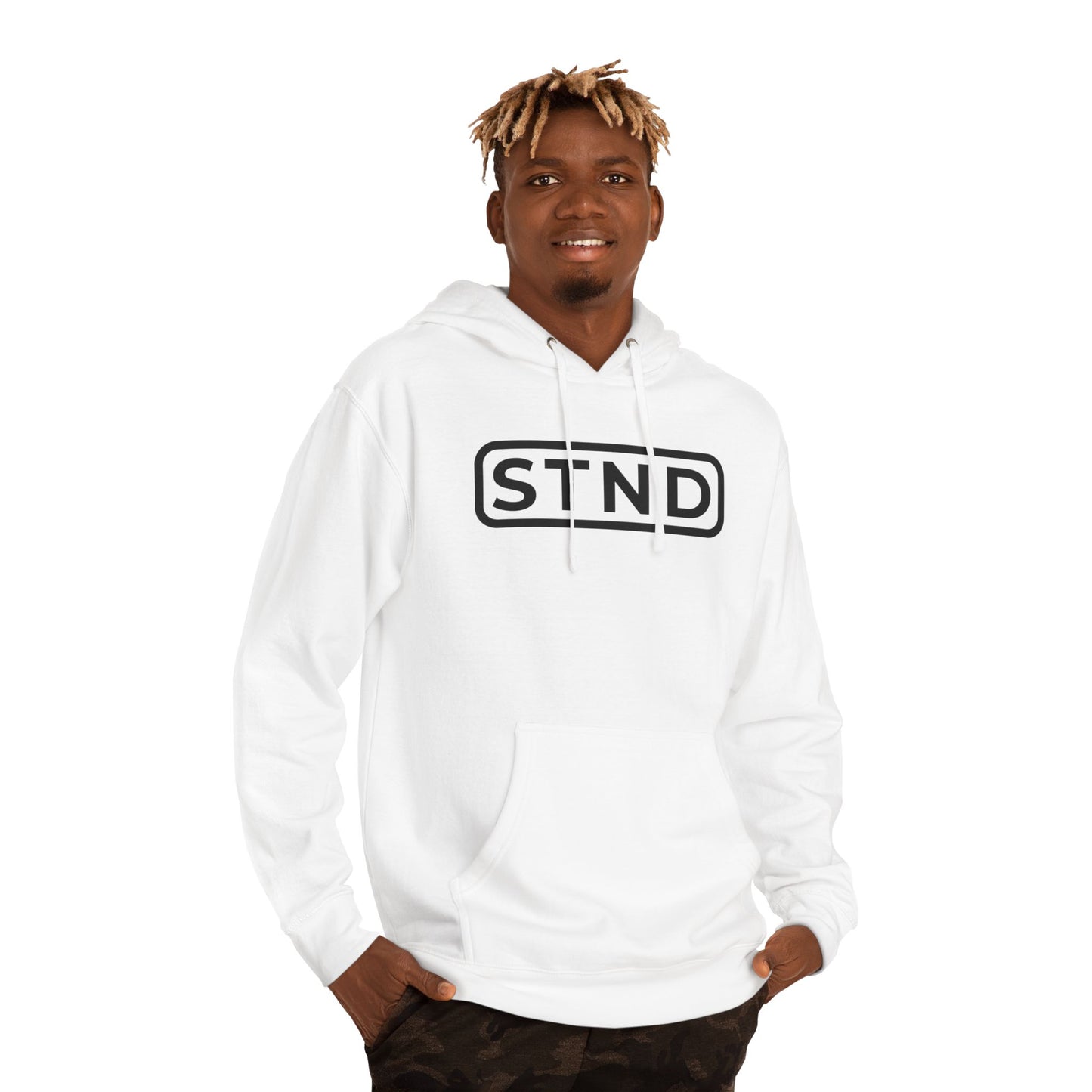 STND Essential Logo Hoodie — Midweight Fleece Pullover | Everyday Comfort, Strength Through Struggle