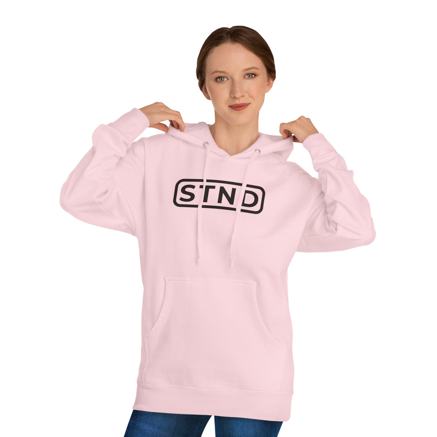 STND Essential Logo Hoodie — Midweight Fleece Pullover | Everyday Comfort, Strength Through Struggle