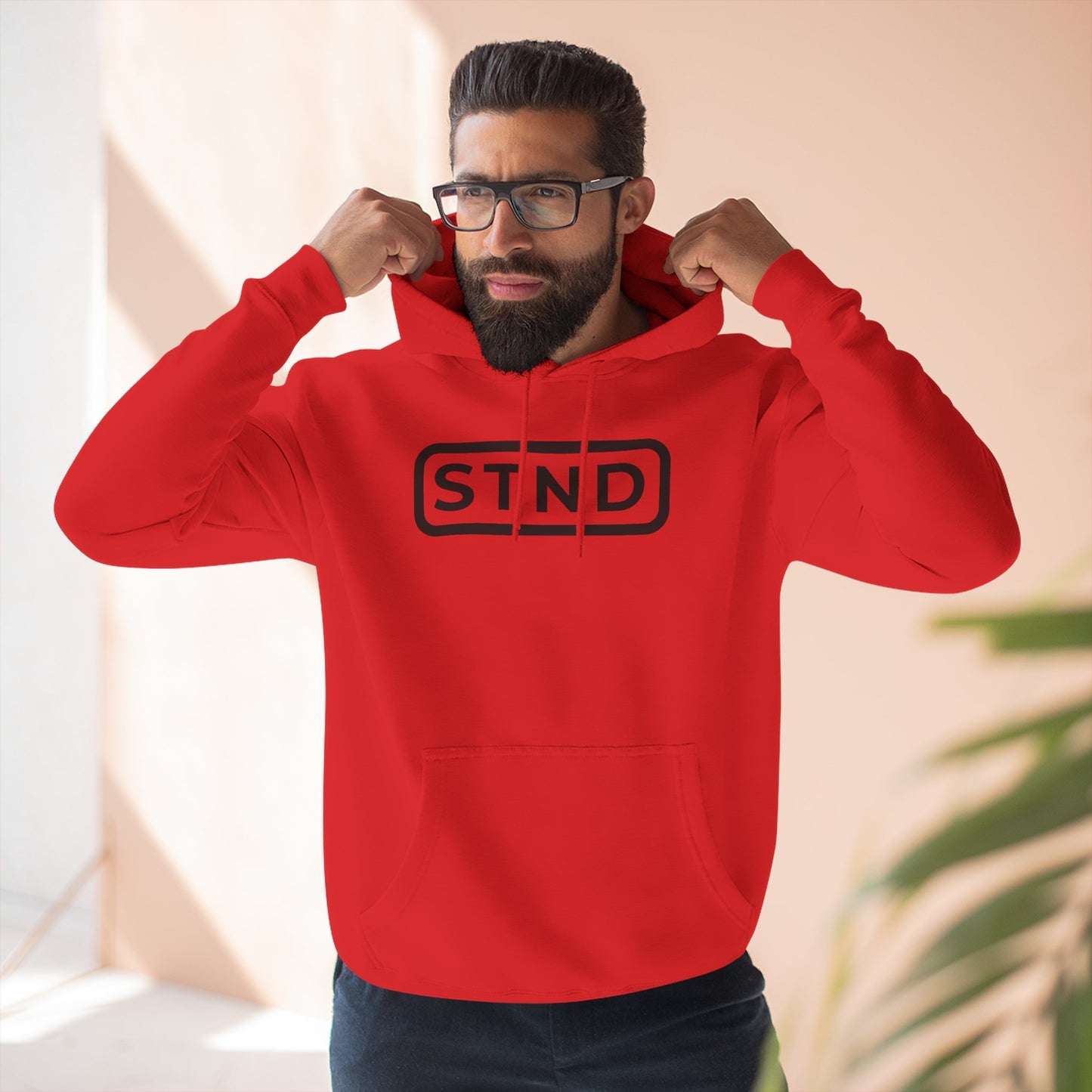 STND (Red/White) Premium Fleece Unisex Hoodie – Comfort, Style, and Strength