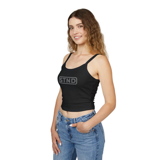 STND Women’s Spaghetti Strap Tank Top | Bold Front Logo | Slim Fit | Strength Through Struggle