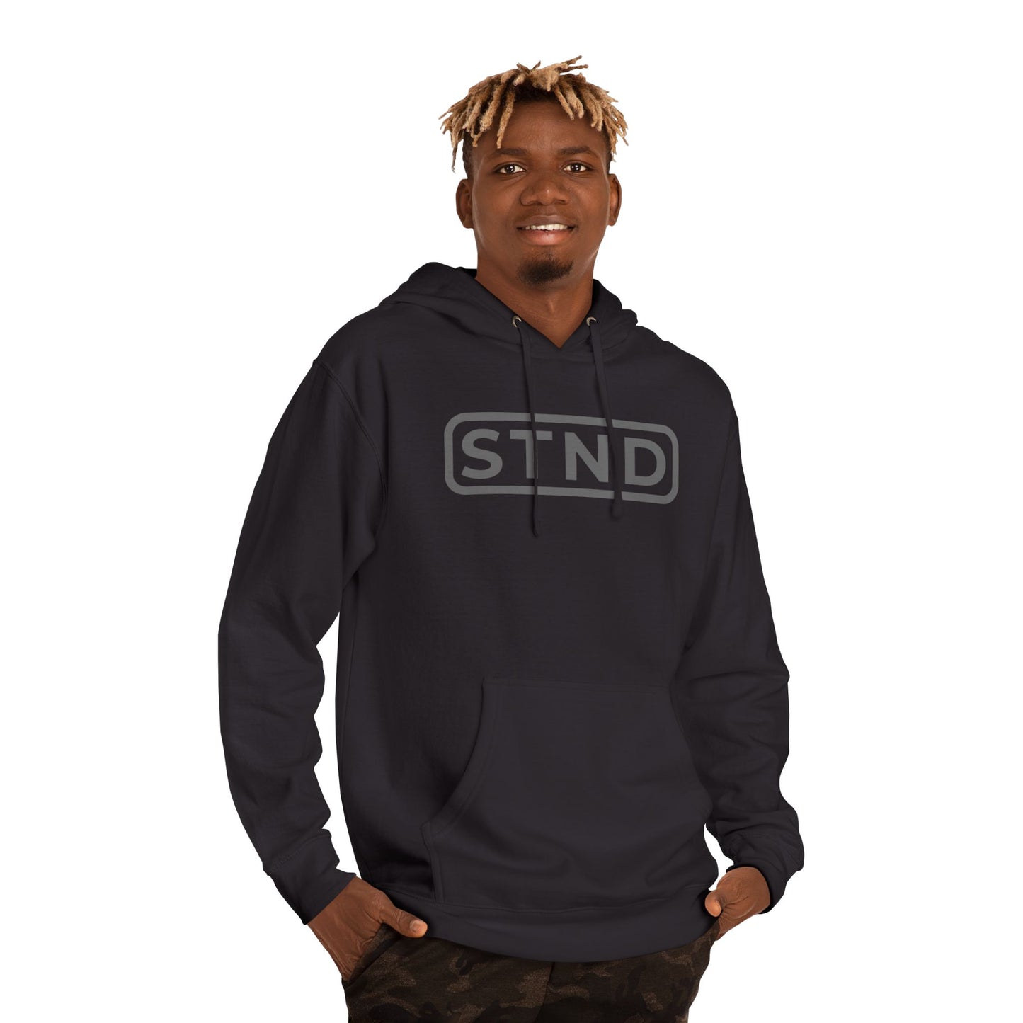 STND Essential Logo Hoodie — Midweight Fleece Pullover | Everyday Comfort, Strength Through Struggle