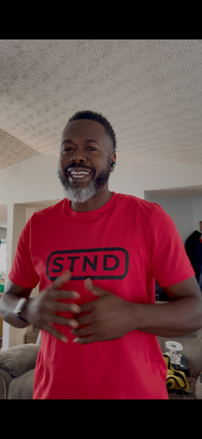 STND Classic Tee RED (Large Front STND) –  “Built to outlast every struggle.”