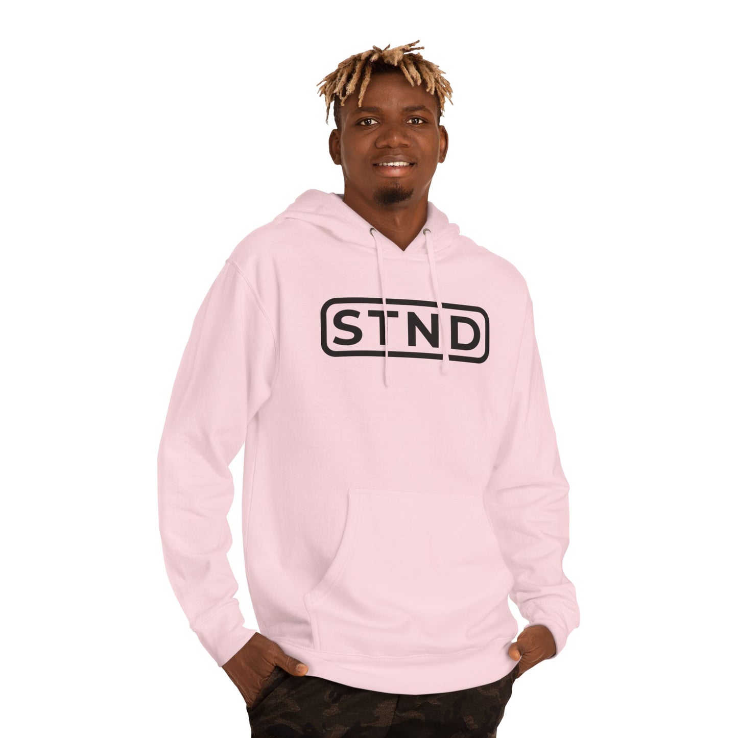 STND Essential Logo Hoodie — Midweight Fleece Pullover | Everyday Comfort, Strength Through Struggle
