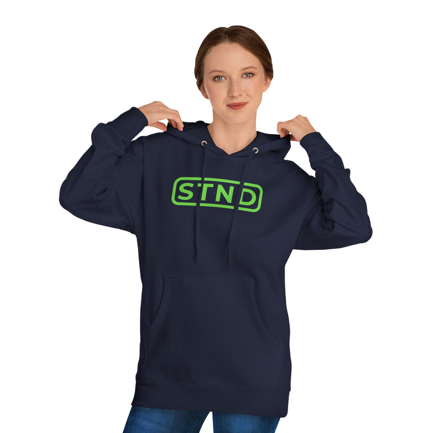 STND Essential Logo Hoodie — Midweight Fleece Pullover | Everyday Comfort, Strength Through Struggle