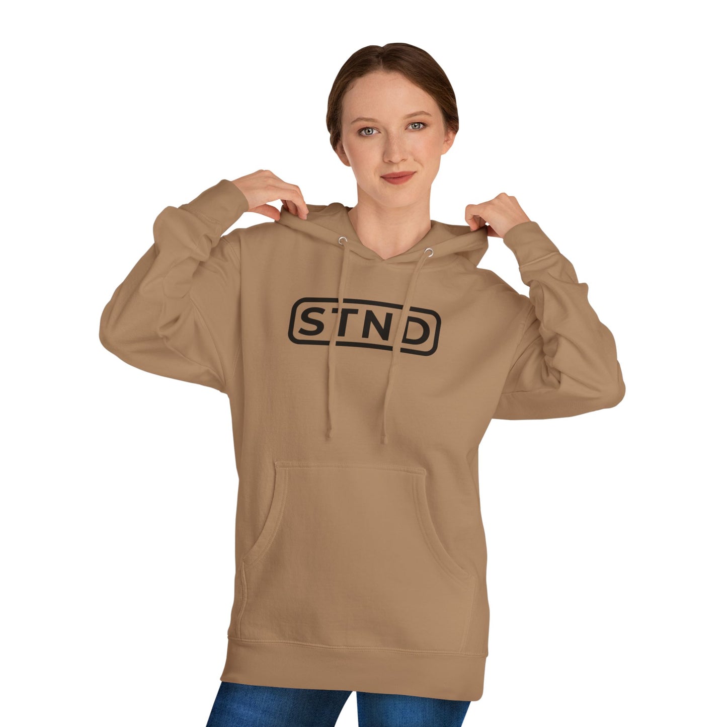 STND Essential Logo Hoodie — Midweight Fleece Pullover | Everyday Comfort, Strength Through Struggle