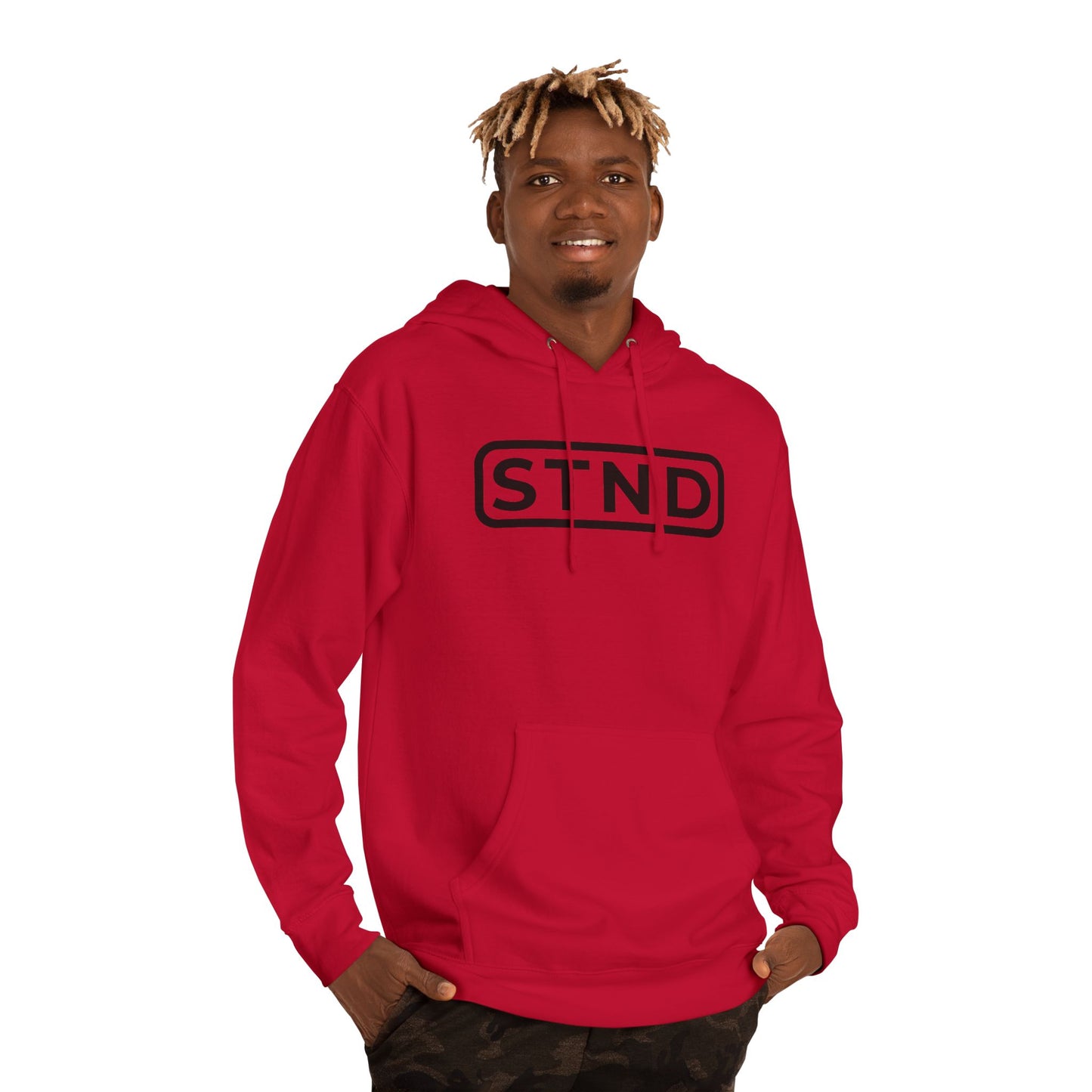 STND Essential Logo Hoodie — Midweight Fleece Pullover | Everyday Comfort, Strength Through Struggle