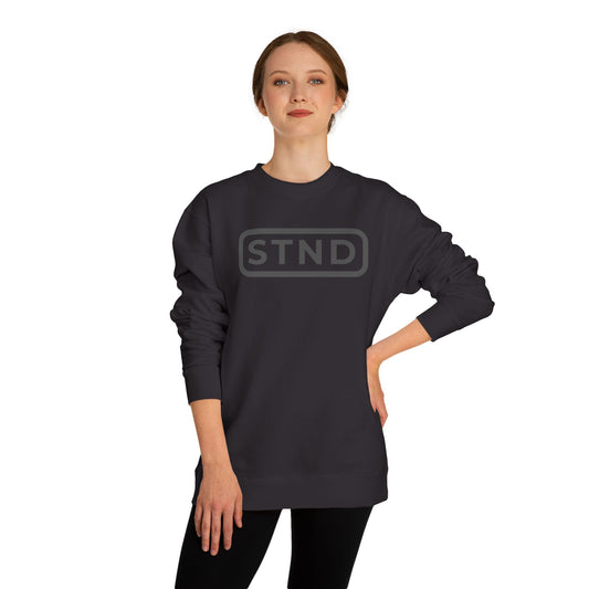 STND Premium Unisex Crewneck Sweatshirt (Black) – Strength Through Struggle, Comfortable Everyday Wear, Inspirational Gift for Men & Women
